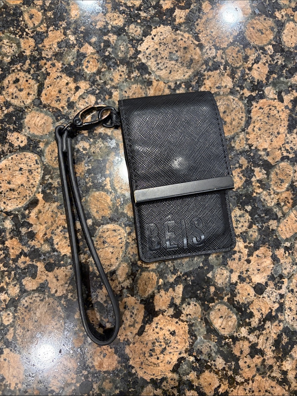 Beis Black Leather Wristlet card holder